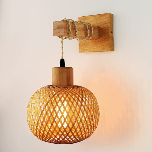Lámpara de Pared Retro Japonesa de Bambú Tejido - Image 34