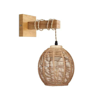 Lámpara de Pared Retro Japonesa de Bambú Tejido - Image 38