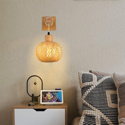 Lámpara de Pared Retro Japonesa de Bambú Tejido - Image 39