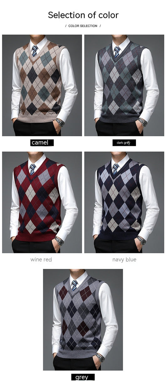 Chaleco de Punto sin Mangas V-neck para Hombre - Otoño e Invierno - Image 10