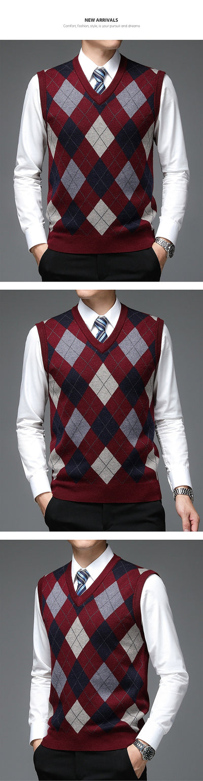 Chaleco de Punto sin Mangas V-neck para Hombre - Otoño e Invierno - Image 12