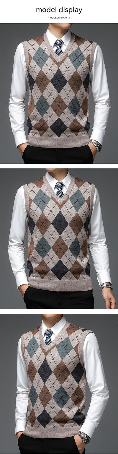 Chaleco de Punto sin Mangas V-neck para Hombre - Otoño e Invierno - Image 14