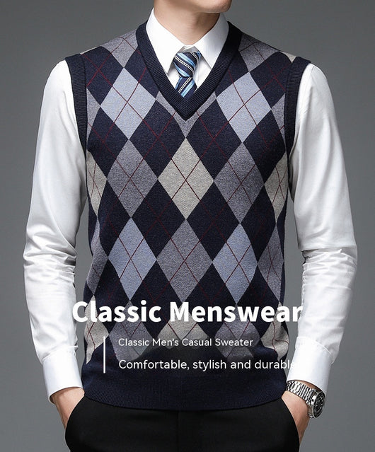Chaleco de Punto sin Mangas V-neck para Hombre - Otoño e Invierno - Image 15