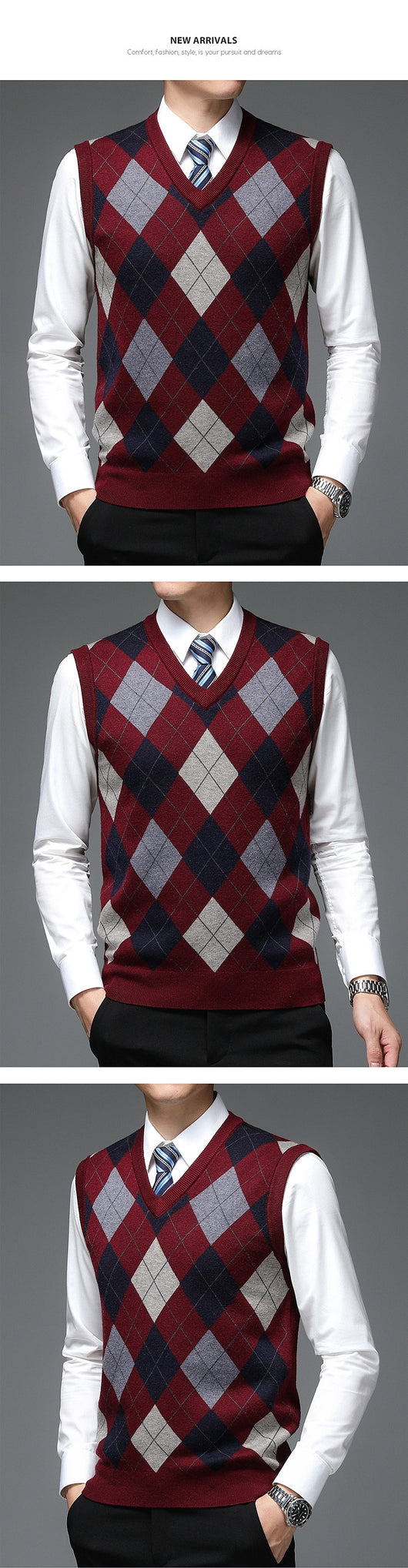 Chaleco de Punto sin Mangas V-neck para Hombre - Otoño e Invierno - Image 18