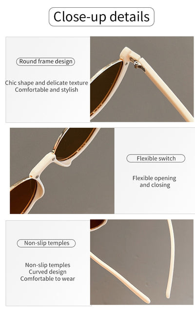 Pink cat-eye sunglasses with purple gradient lenses on a white background, showcasing a trendy style. - Image 27