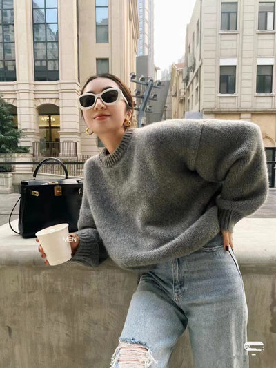 Suéter Grueso de Cuello Redondo en Cashmere para Tallas Grandes - Image 23
