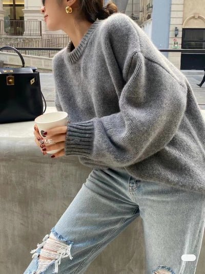 Suéter Grueso de Cuello Redondo en Cashmere para Tallas Grandes - Image 25