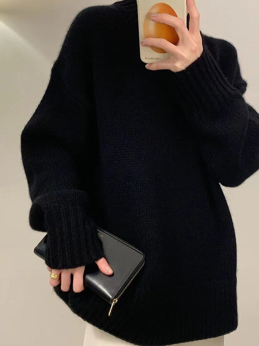 Suéter Grueso de Cuello Redondo en Cashmere para Tallas Grandes - Image 26