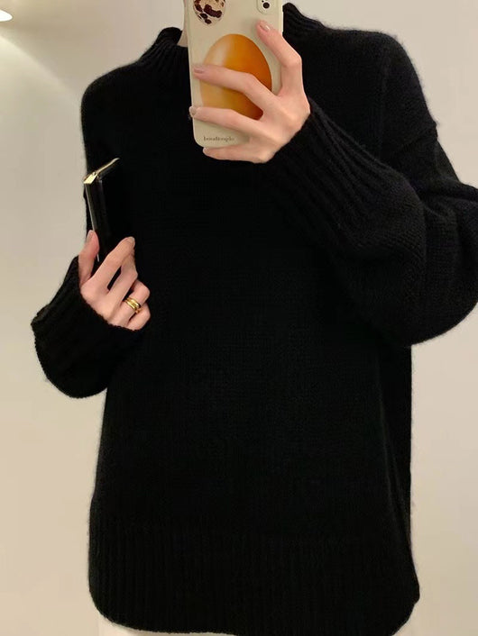 Suéter Grueso de Cuello Redondo en Cashmere para Tallas Grandes - Image 29