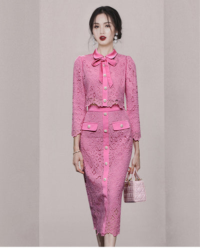 Conjunto Elegante de Encaje: Top Calado y Falda Cintura Alta - Dopamina Fashion - Image 13