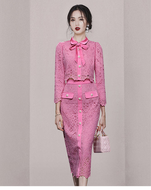 Conjunto Elegante de Encaje: Top Calado y Falda Cintura Alta - Dopamina Fashion - Image 13