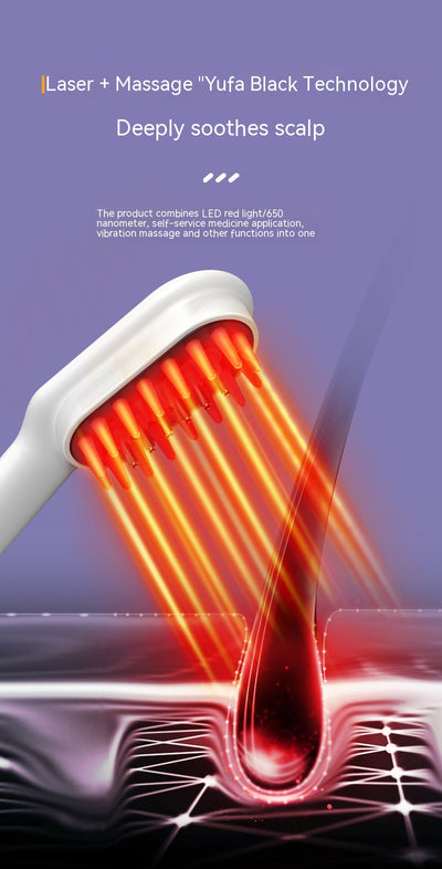 White scalp medicine feeder comb with blue and red light therapy, digital display, and massage function. - Image 27