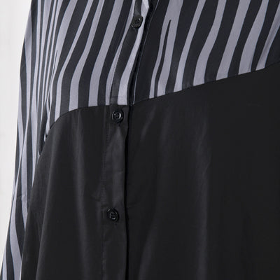Vestido Camisero Oversized con Estampado de Rayas Irregulares - Image 15