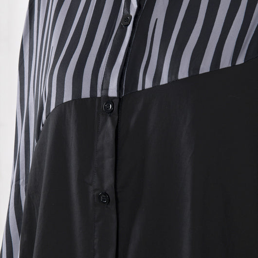 Vestido Camisero Oversized con Estampado de Rayas Irregulares - Image 15