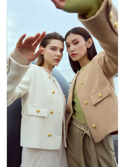 Chaqueta Suelta de Primavera para Mujer con Cuello Redondo y Doble Botonadura - Image 8