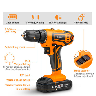 Taladro Eléctrico Inalámbrico 21V con Batería Recargable - Image 9