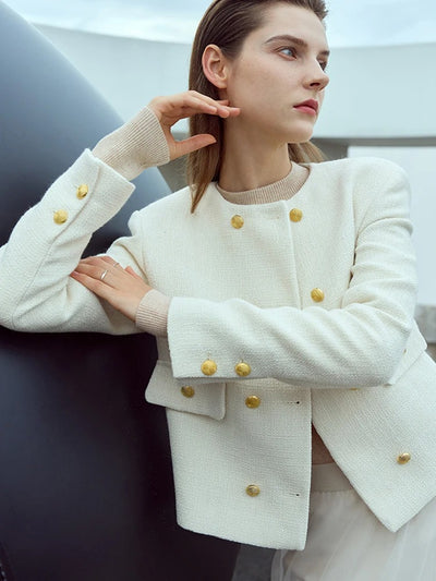 Chaqueta Suelta de Primavera para Mujer con Cuello Redondo y Doble Botonadura - Image 22