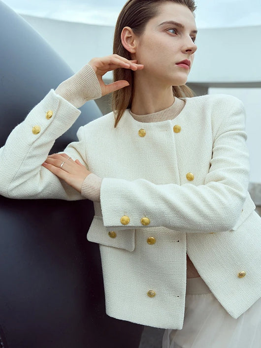 Chaqueta Suelta de Primavera para Mujer con Cuello Redondo y Doble Botonadura - Image 22