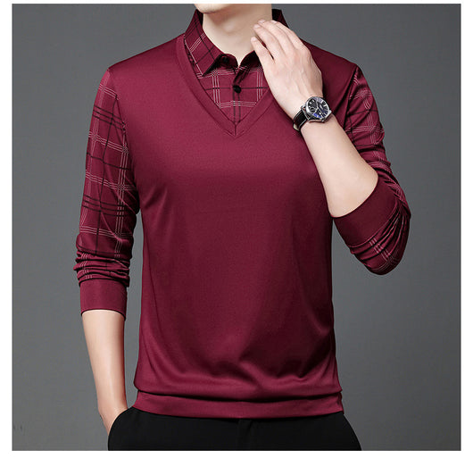 Suéter Tipo Camisa Falsa Dos Piezas para Hombre - Manga Larga Otoño - Image 33