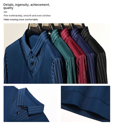 Suéter Tipo Camisa Falsa Dos Piezas para Hombre - Manga Larga Otoño - Image 42