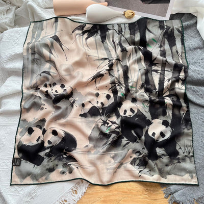 Bufanda de Lana con Estampa Panda Tinta Artística - Image 15