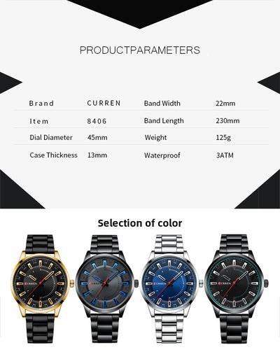 Reloj de Negocios para Hombre con Correa de Acero Inoxidable Resistente al Agua - Image 21