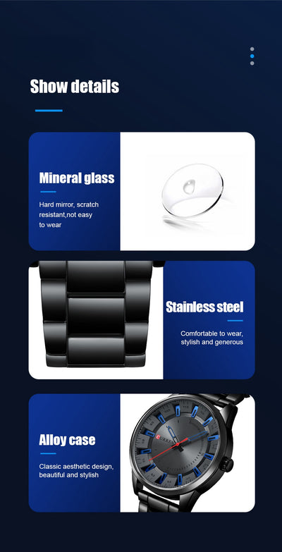 Reloj de Negocios para Hombre con Correa de Acero Inoxidable Resistente al Agua - Image 22