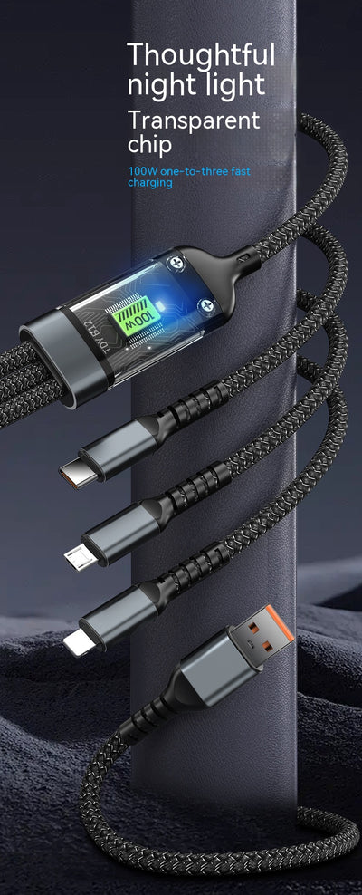 Cable de Carga Rápida 6A Tres en Uno con Luz LED - Image 11