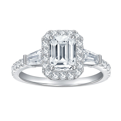 Anillo de Moissanita Talla Esmeralda Color D en Plata 925 - Image 12
