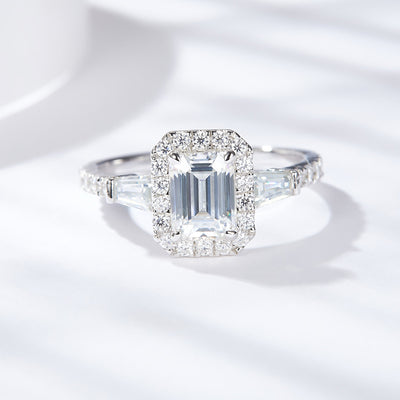 Anillo de Moissanita Talla Esmeralda Color D en Plata 925 - Image 14