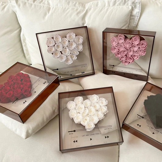 Caja Acrílica Transparente con Flores Eternas - Regalo Romántico para San Valentín - Image 11