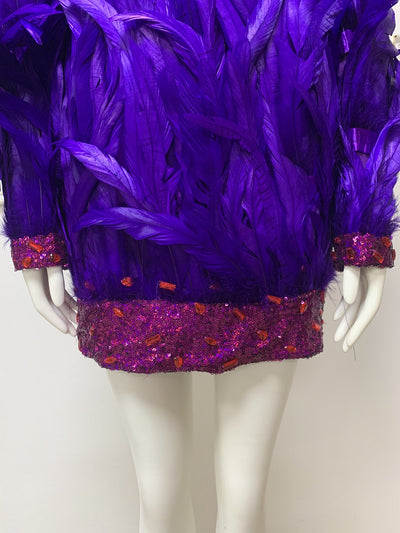 Vestido Elegante Largo con Plumas Premium y Mangas Largas - Image 18