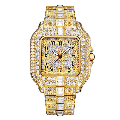 Reloj Cuadrado para Hombre con Diamantes y Diseño Graffiti - Image 9
