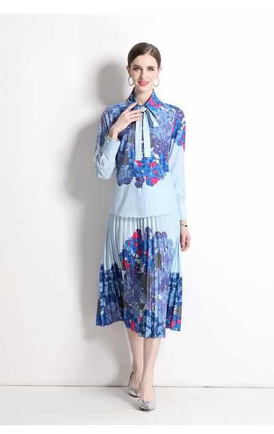 Conjunto Elegante: Blusa con Lazo y Falda Plisada - Image 15