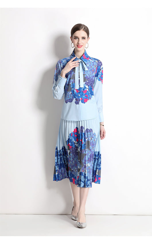 Conjunto Elegante: Blusa con Lazo y Falda Plisada - Image 15