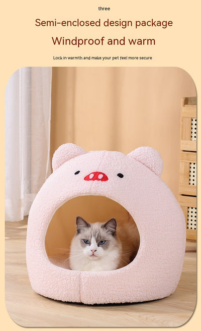 Nido Cálido para Gatos - Cama Felpa Cerrada Invierno - Image 23