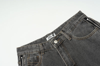 Shorts Vaquero Retro Negro y Rojo con Doble Cierre Lavado Vintage - Image 23