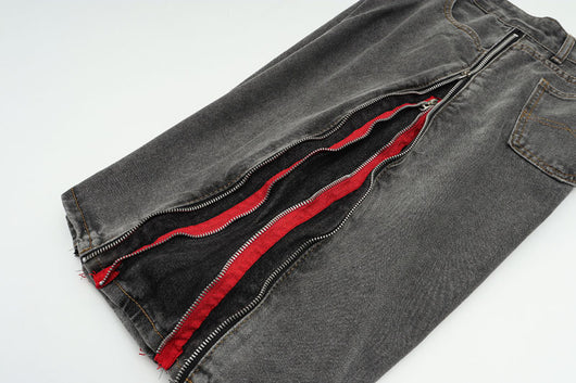 Shorts Vaquero Retro Negro y Rojo con Doble Cierre Lavado Vintage - Image 24