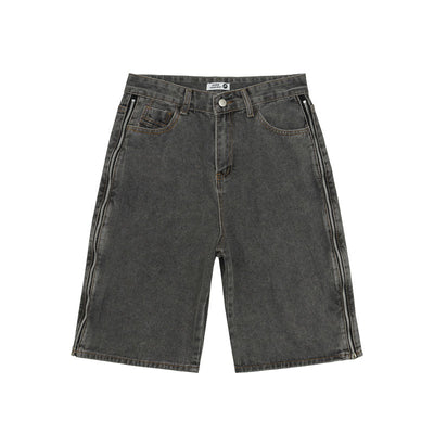 Shorts Vaquero Retro Negro y Rojo con Doble Cierre Lavado Vintage - Image 25