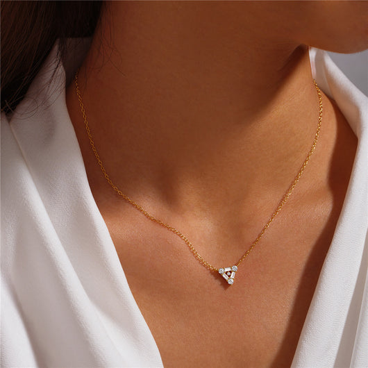 Collar Corto de Plata S925 Personalizado con Diamante Triangular para Mujer - Image 12