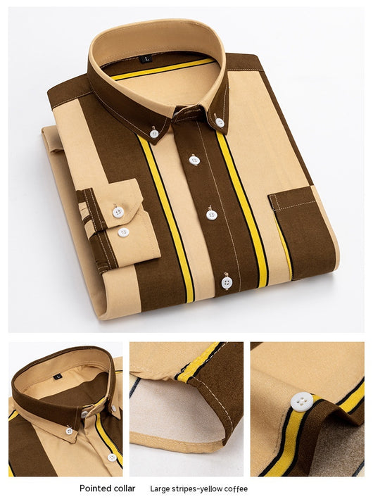 Camisa Casual de Manga Larga con Rayas Anchas para Hombre - Image 11