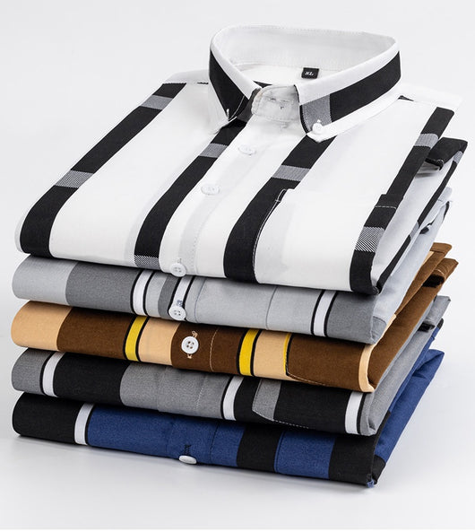 Camisa Casual de Manga Larga con Rayas Anchas para Hombre - Image 13