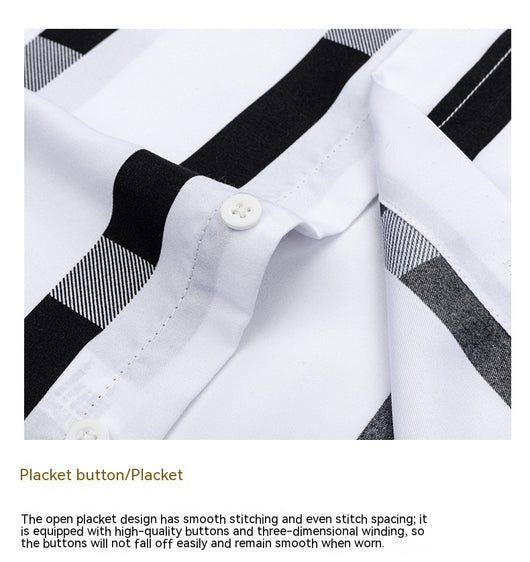 Camisa Casual de Manga Larga con Rayas Anchas para Hombre - Image 15