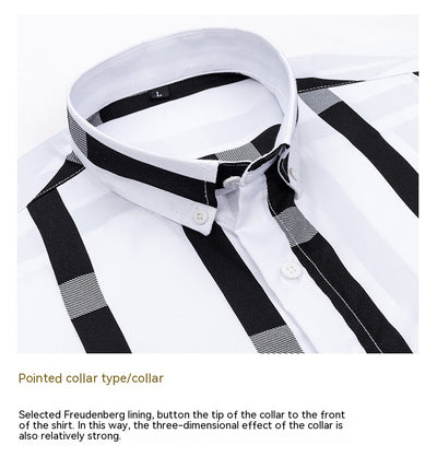 Camisa Casual de Manga Larga con Rayas Anchas para Hombre - Image 17