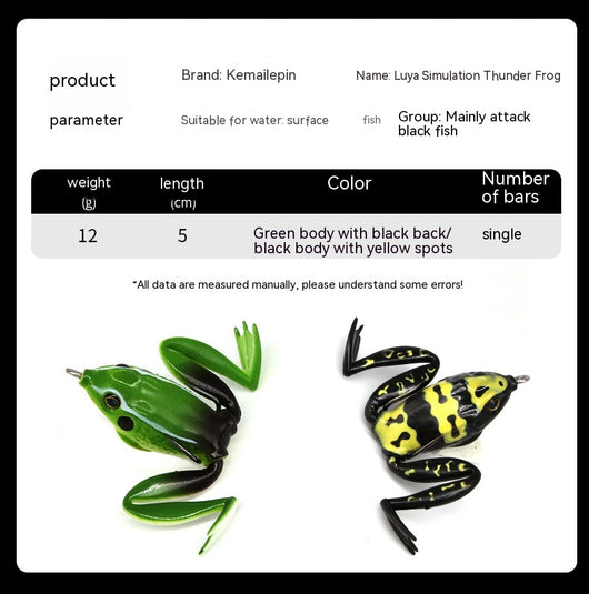 Anzuelo Artificial Bionic Thunder Frog - Doble Gancho para Pesca de Depredadores - Image 16