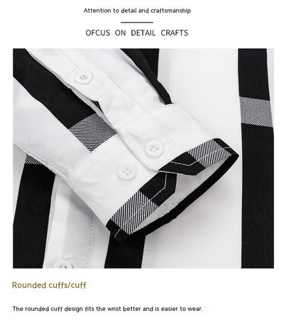 Camisa Casual de Manga Larga con Rayas Anchas para Hombre - Image 29