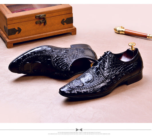 Zapatos de Vestir Hombre Patrón Cocodrilo Estilo Británico - Image 34