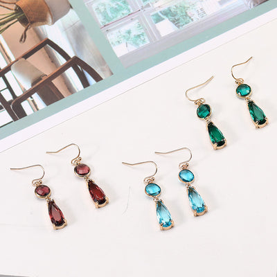 Aretes de Cristal K9 Multicolor con Borde de Cobre Geométrico - Image 13