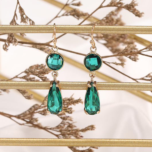 Aretes de Cristal K9 Multicolor con Borde de Cobre Geométrico - Image 14