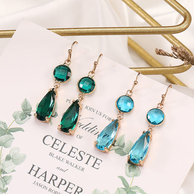 Aretes de Cristal K9 Multicolor con Borde de Cobre Geométrico - Image 15